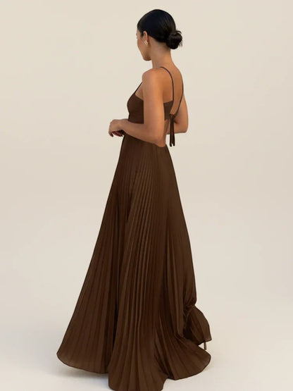 Women's Strappy A-Line Maxi Dress with Backless Cutout