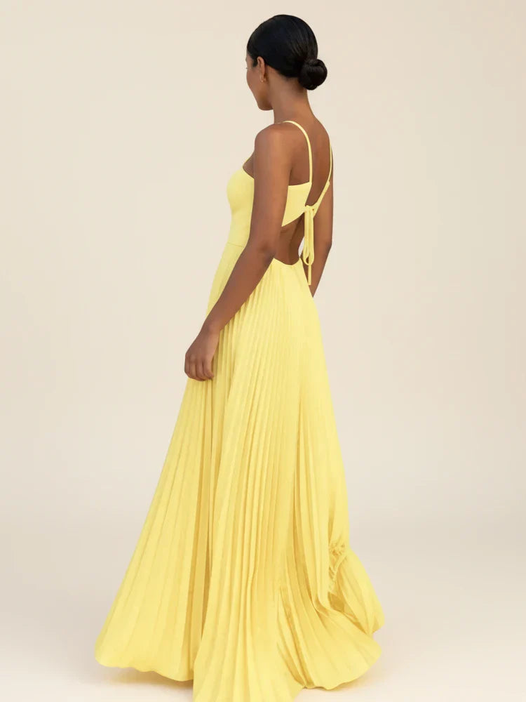Women's Strappy A-Line Maxi Dress with Backless Cutout