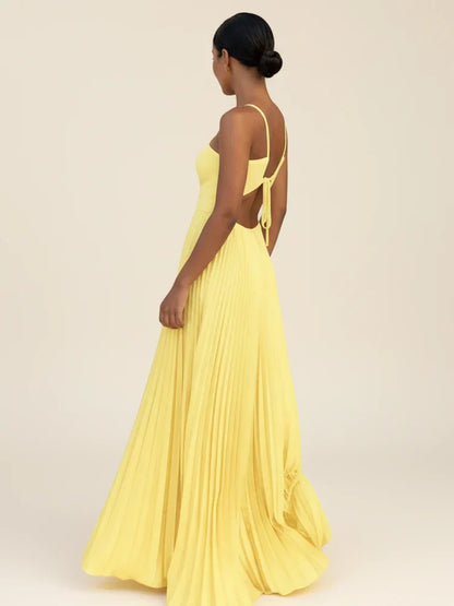 Women's Strappy A-Line Maxi Dress with Backless Cutout