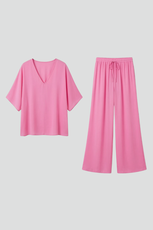 Chiffon Two-Piece Set Wide-Leg Trousers for Women