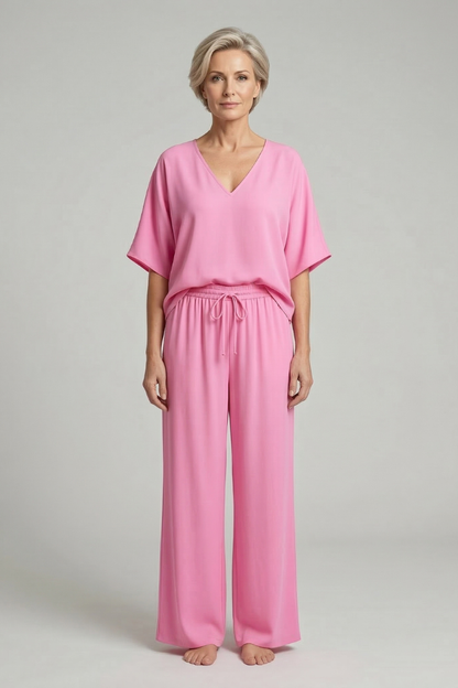 Chiffon Two-Piece Set Wide-Leg Trousers for Women