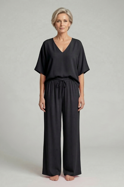 Chiffon Two-Piece Set Wide-Leg Trousers for Women