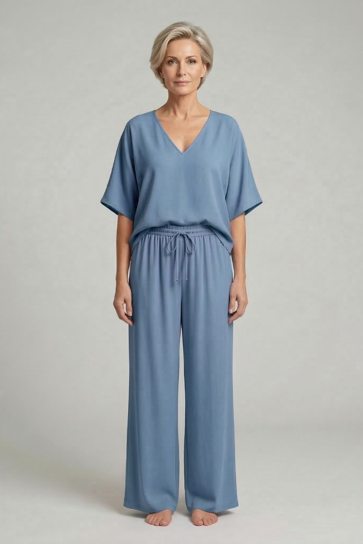 Chiffon Two-Piece Set Wide-Leg Trousers for Women