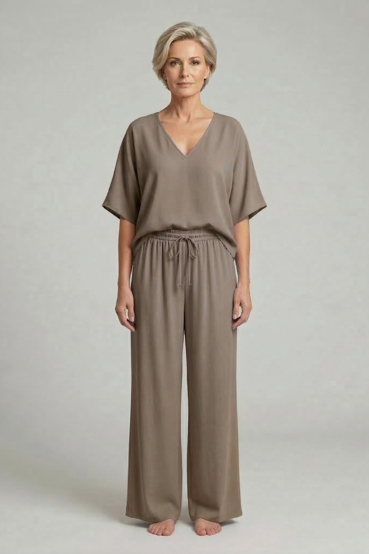 Chiffon Two-Piece Set Wide-Leg Trousers for Women