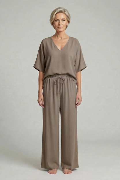 Chiffon Two-Piece Set Wide-Leg Trousers for Women