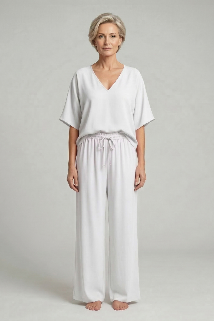 Chiffon Two-Piece Set Wide-Leg Trousers for Women