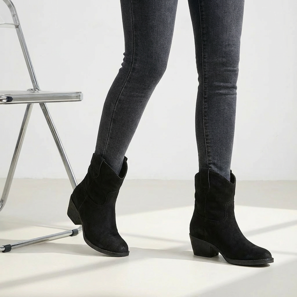 Stylish Women’s Western Ankle Boots with Block Heel