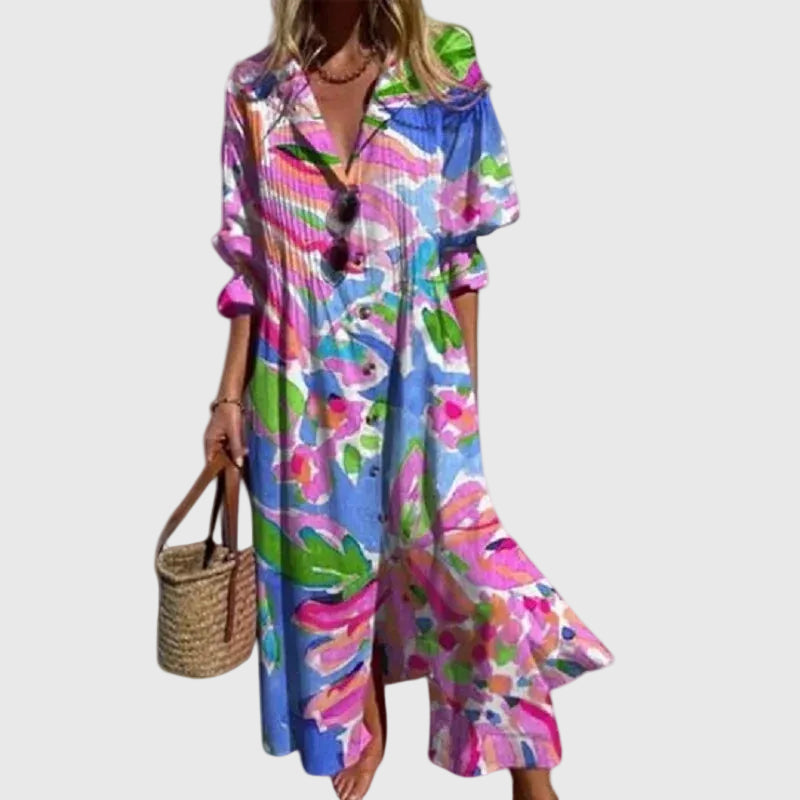 Bohemian Maxi Dress Multicolor Flowing for Women