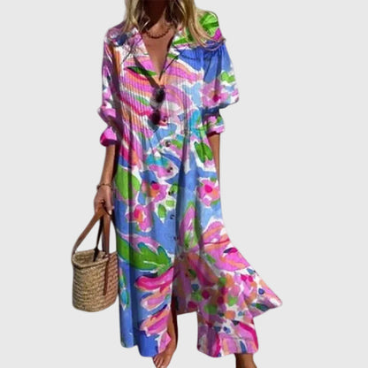 Bohemian Maxi Dress Multicolor Flowing for Women