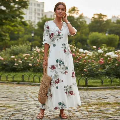 Women's Bohemian Maxi Dress with Tassel Detail