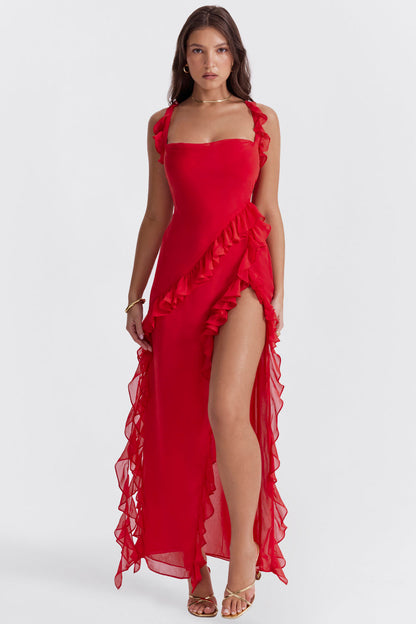 Ariella Ruffle Midi Dress for Women - Elegant & Flattering