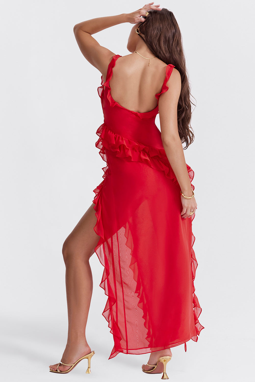 Ariella Ruffle Midi Dress for Women - Elegant & Flattering