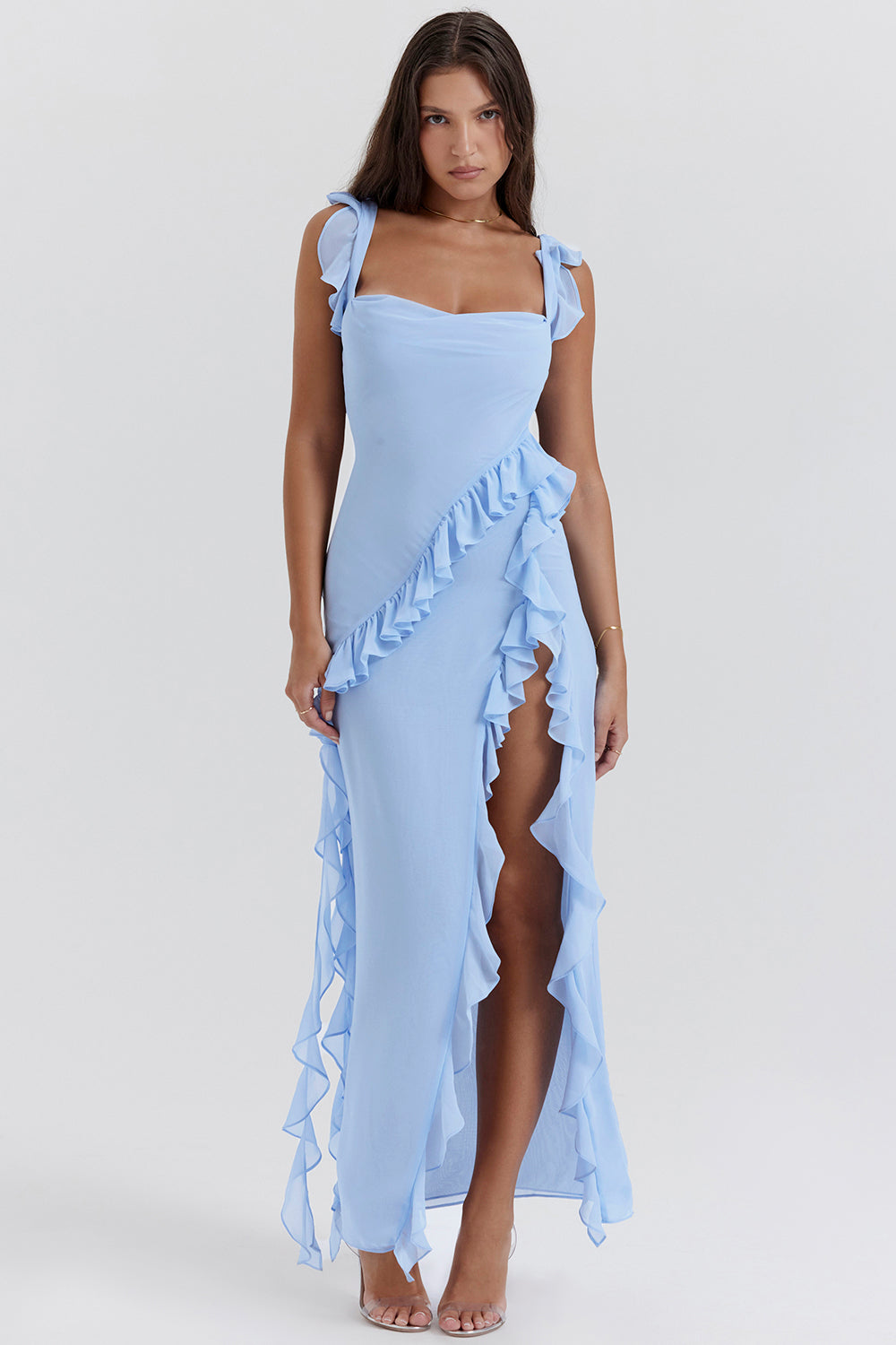Ariella Ruffle Midi Dress for Women - Elegant & Flattering
