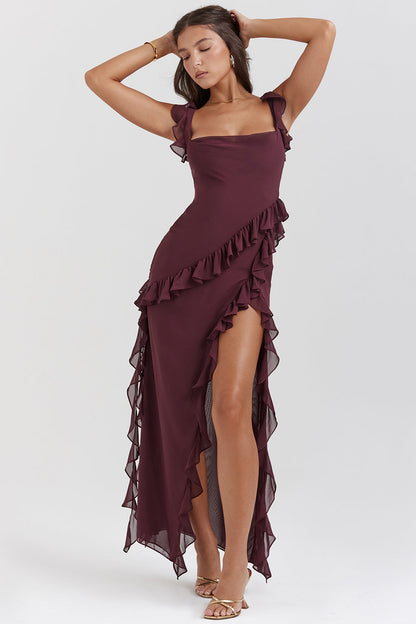Ariella Ruffle Midi Dress for Women - Elegant & Flattering