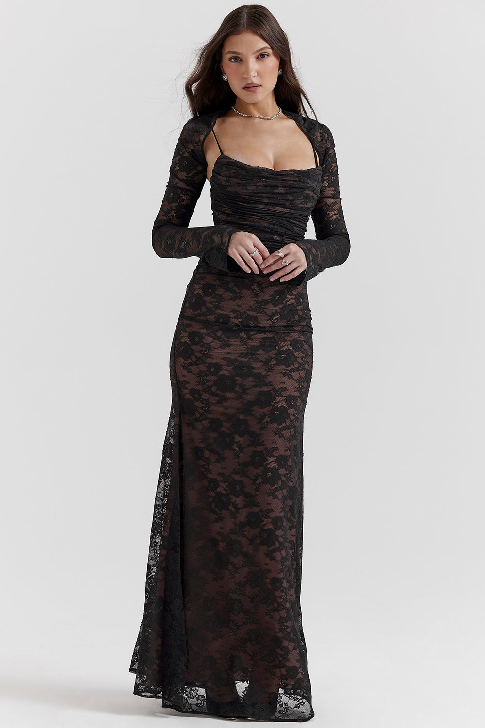 Elegant Maxi Dress with Long Sleeves for Women