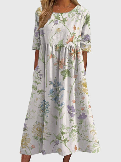 Embroidered Flowy Midi Dress for Women, Multiple Colors