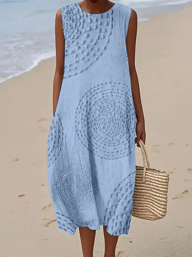 Women's Soft Embroidered Sleeveless Midi Dress