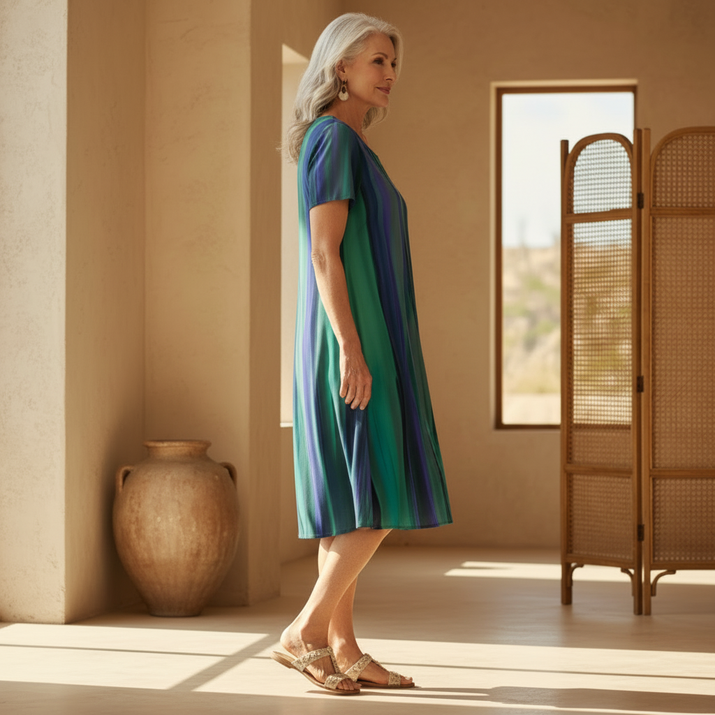 Gradient Midi Dress Boho Casual Flowing Women