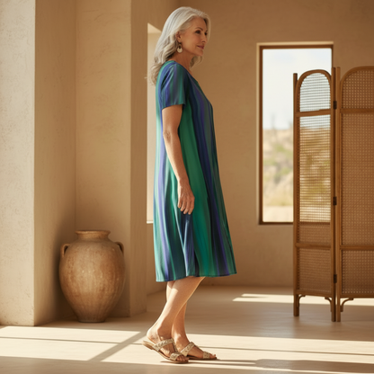 Gradient Midi Dress Boho Casual Flowing Women