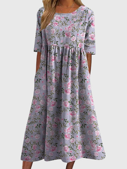 Embroidered Flowy Midi Dress for Women, Multiple Colors