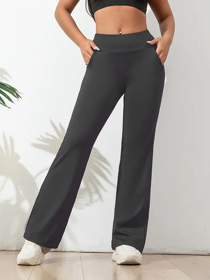 High-Waisted Flared Active Pants with Stretch Fit
