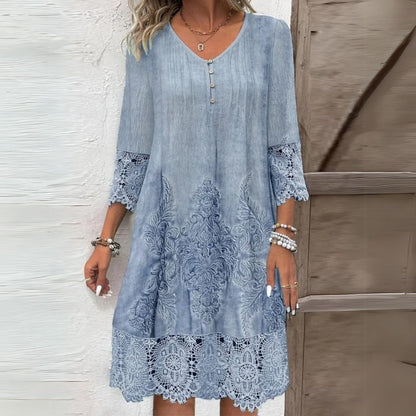 Casual Loose Fit  Lace Hem Midi Dress for Women