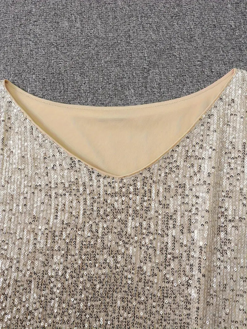 Women's Sequin Party Dress with Slim Fit Silhouette and Long Sleeves
