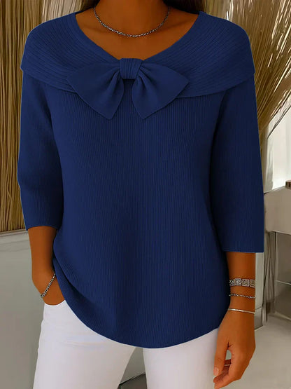 Elegant Fitted Sweater with Bow Detail for Women