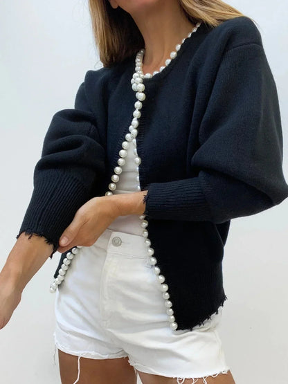 Women’s Pearl Trim Knit Cardigan