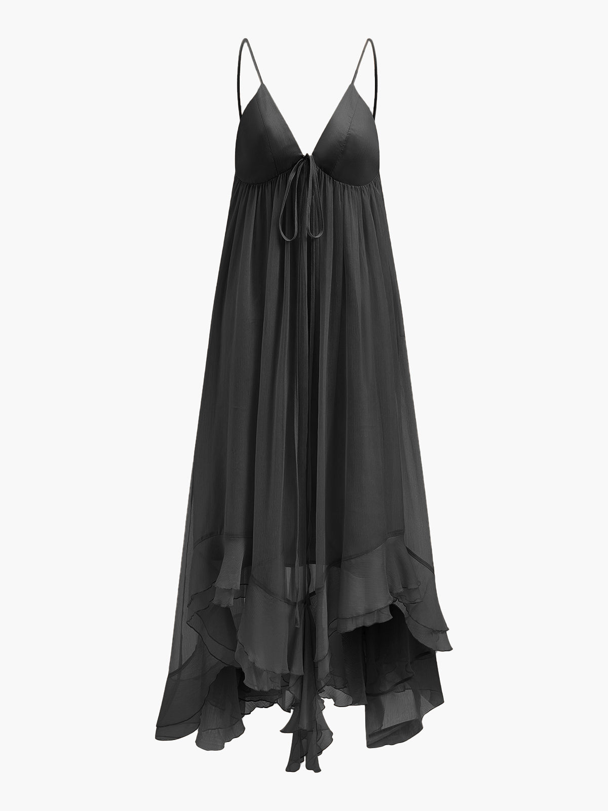 Chiffon Layered Dress with Cape Cloak for Women
