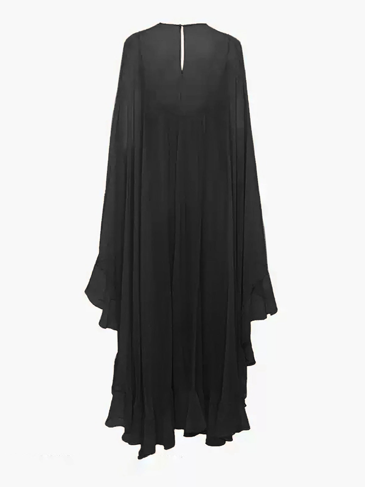 Chiffon Layered Dress with Cape Cloak for Women