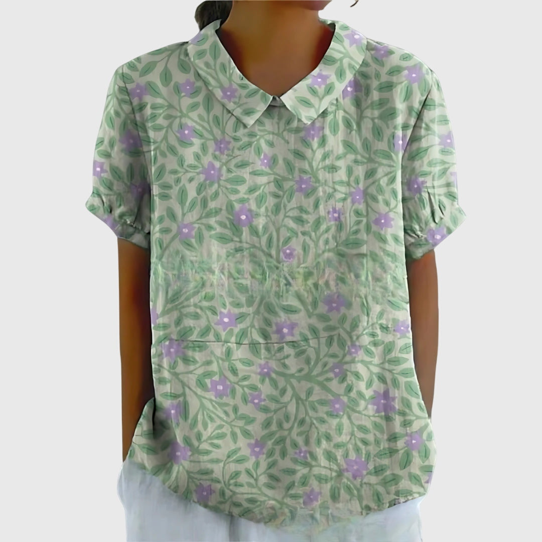 Jenna Floral Blouse for Women - Lightweight Casual Top