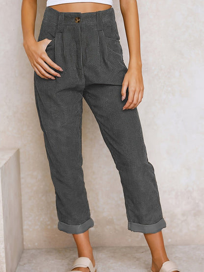 Relaxed High Waist Casual Trousers for Women