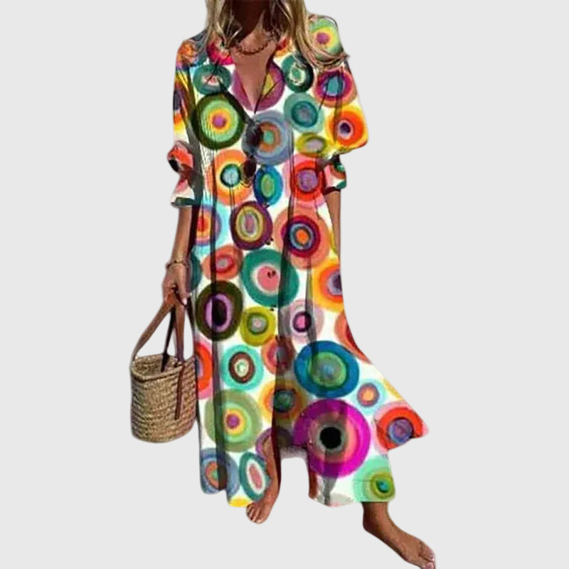 Bohemian Maxi Dress Multicolor Flowing for Women