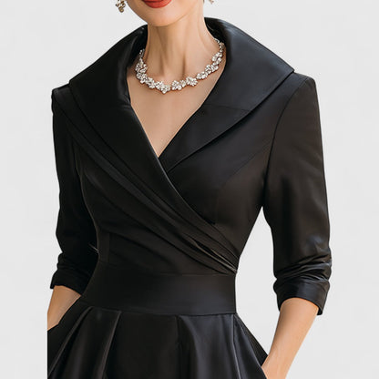 Elegant Midi Dress with V-Neckline for Women