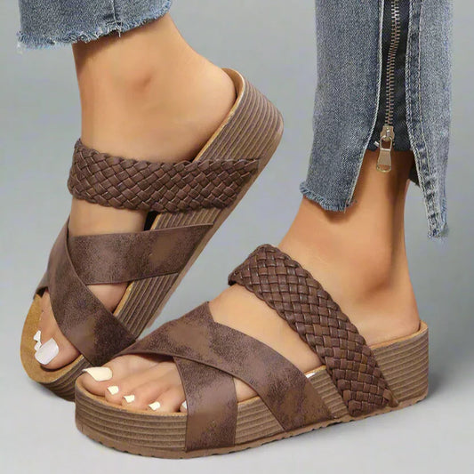 Platform Sandals Women Woven Strap Casual Comfort Style