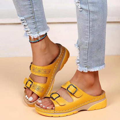 Women’s Double Buckle Comfort Slide Sandals