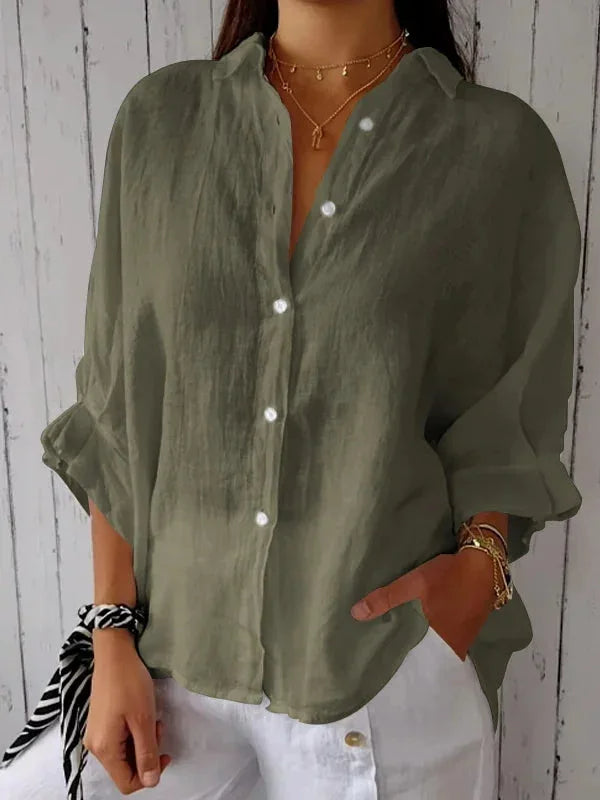 Relaxed Button Down Casual Blouse for Women