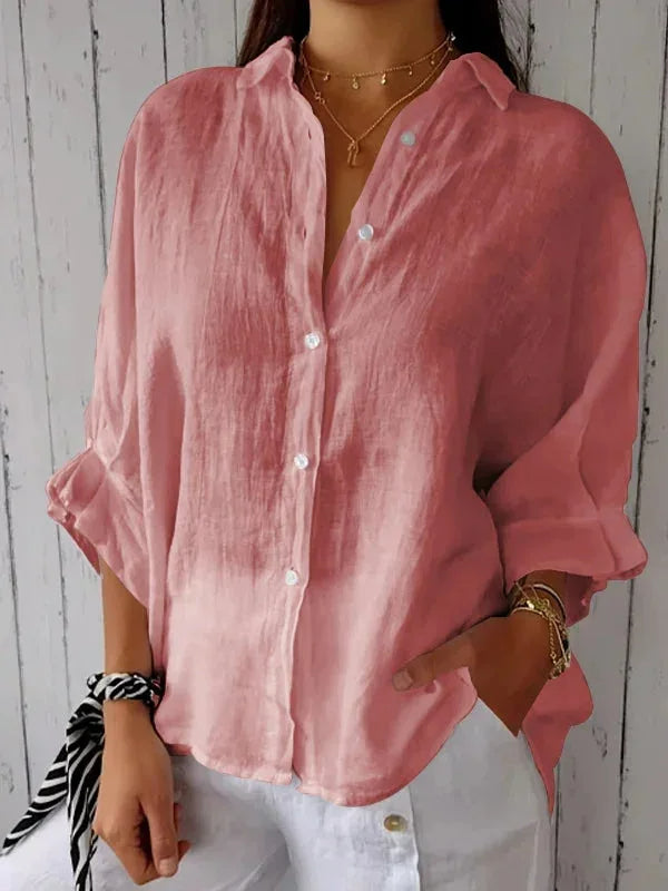 Relaxed Button Down Casual Blouse for Women