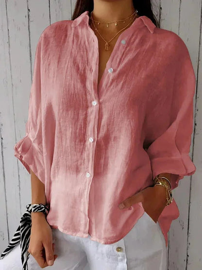Relaxed Button Down Casual Blouse for Women