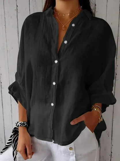 Relaxed Button Down Casual Blouse for Women