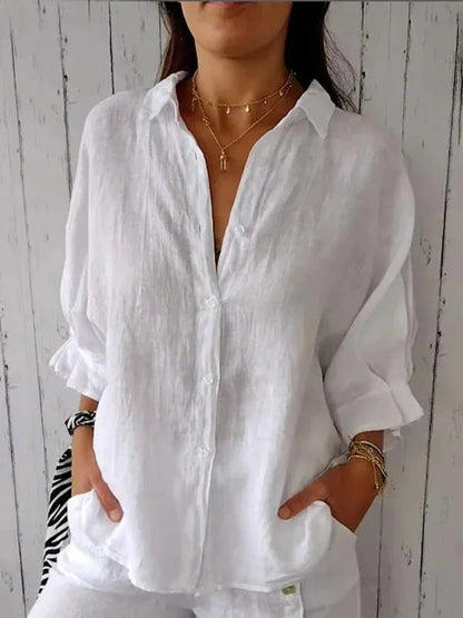 Relaxed Button Down Casual Blouse for Women