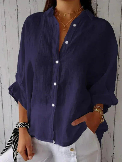 Relaxed Button Down Casual Blouse for Women