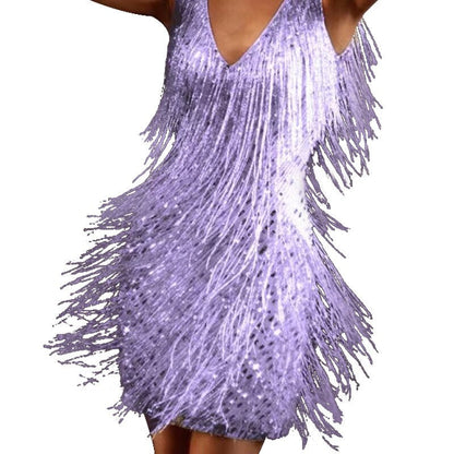 Women’s Sparkling Fringe Party Mini Dress