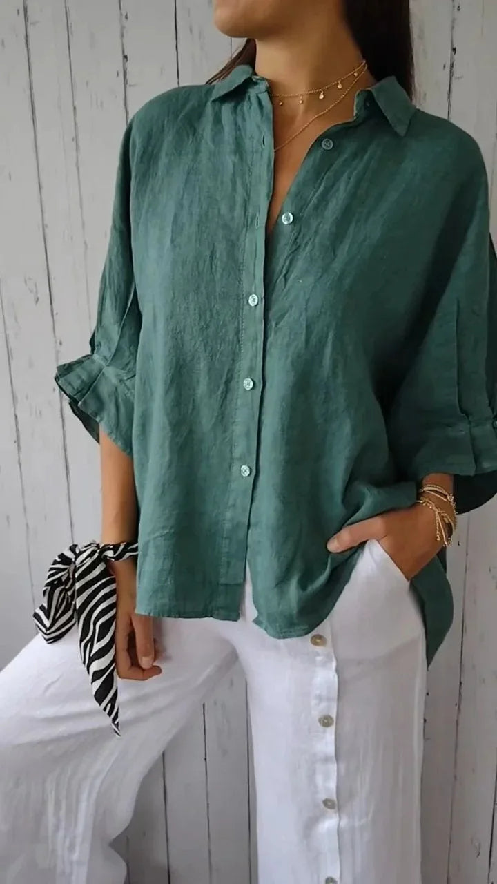 Relaxed Button Down Casual Blouse for Women