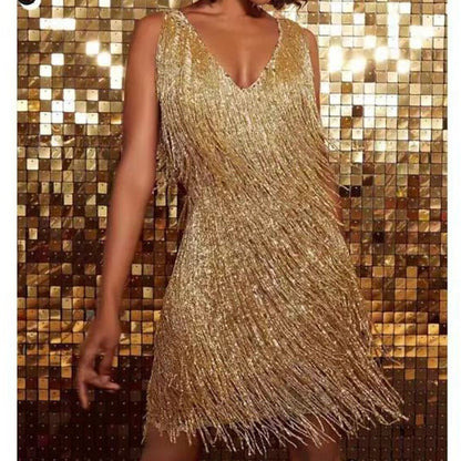 Women’s Sparkling Fringe Party Mini Dress