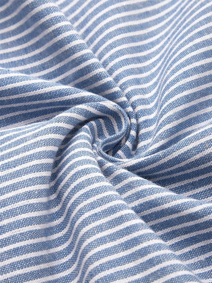 Striped Midi Dress Women Button Detail Casual Style