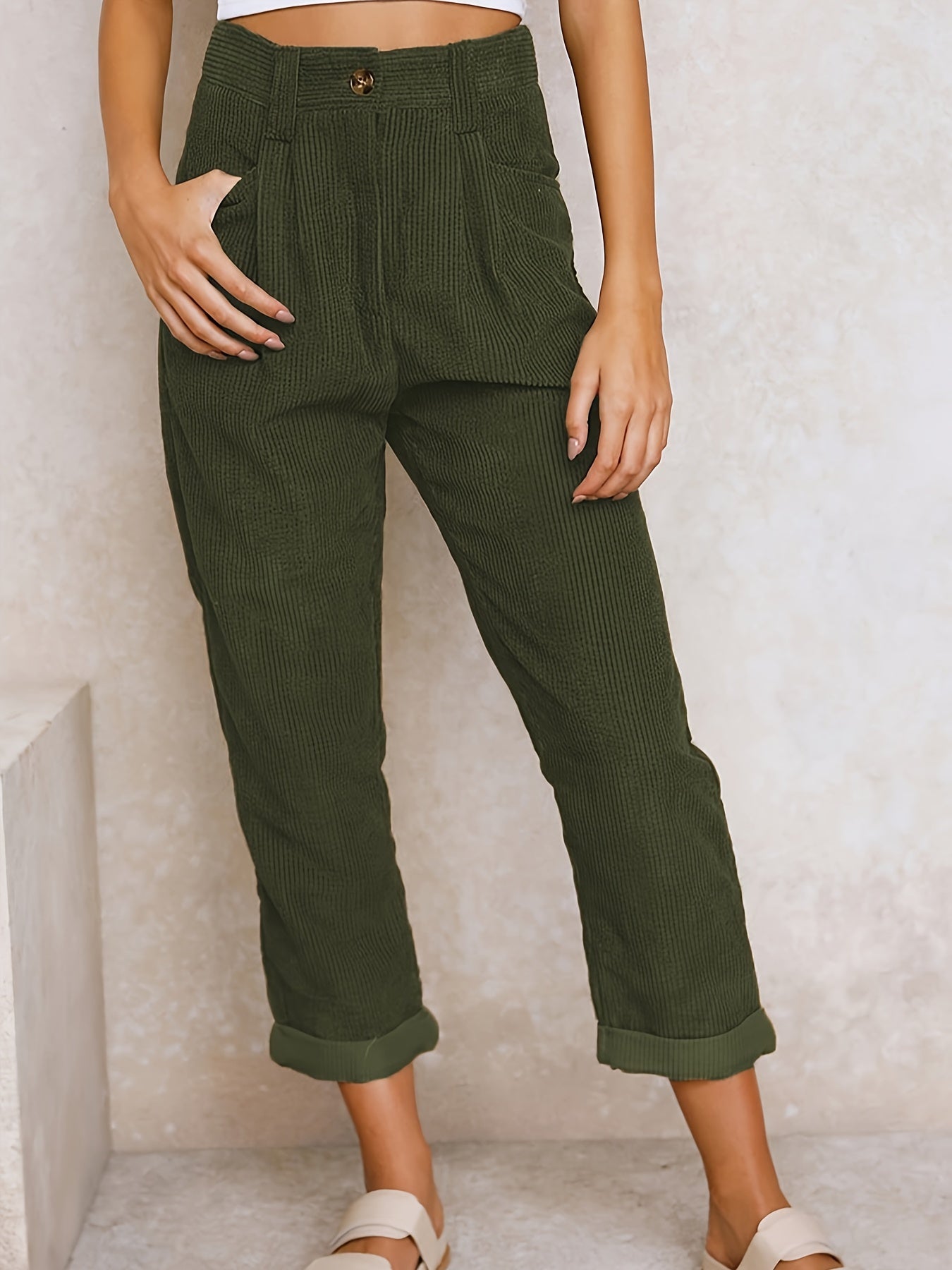 Relaxed High Waist Casual Trousers for Women