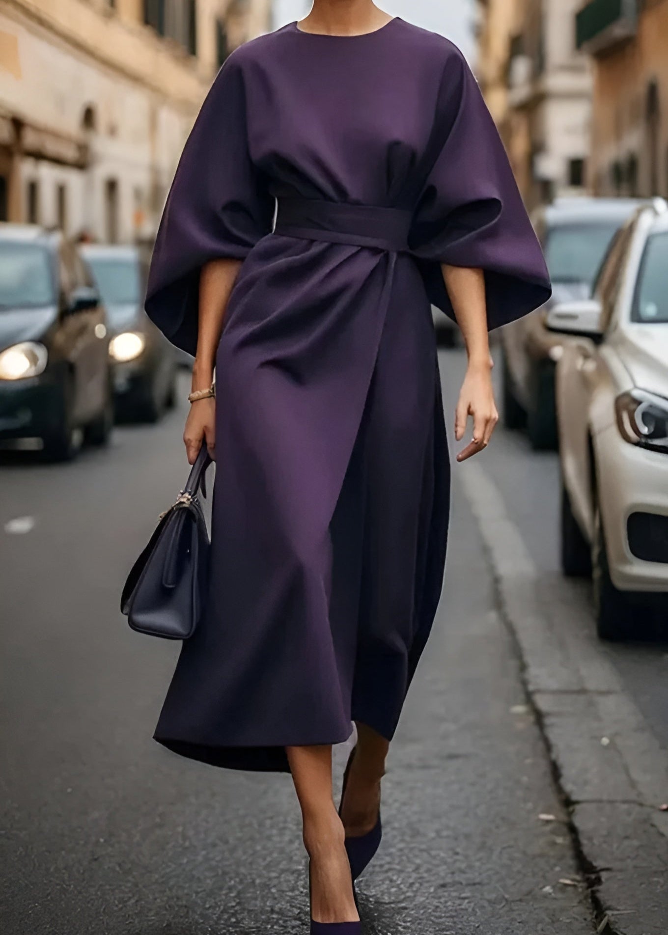 Elegant Flowy Maxi Dress with Belt