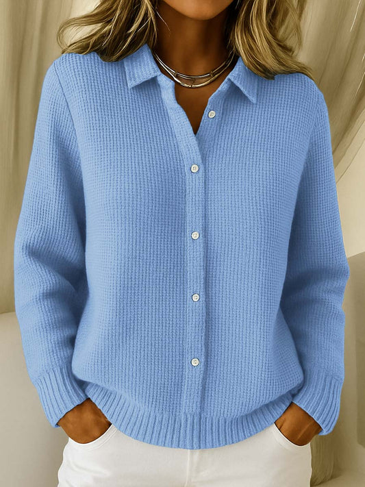 Women's Knit Button-Up Collared Sweater Cardigan